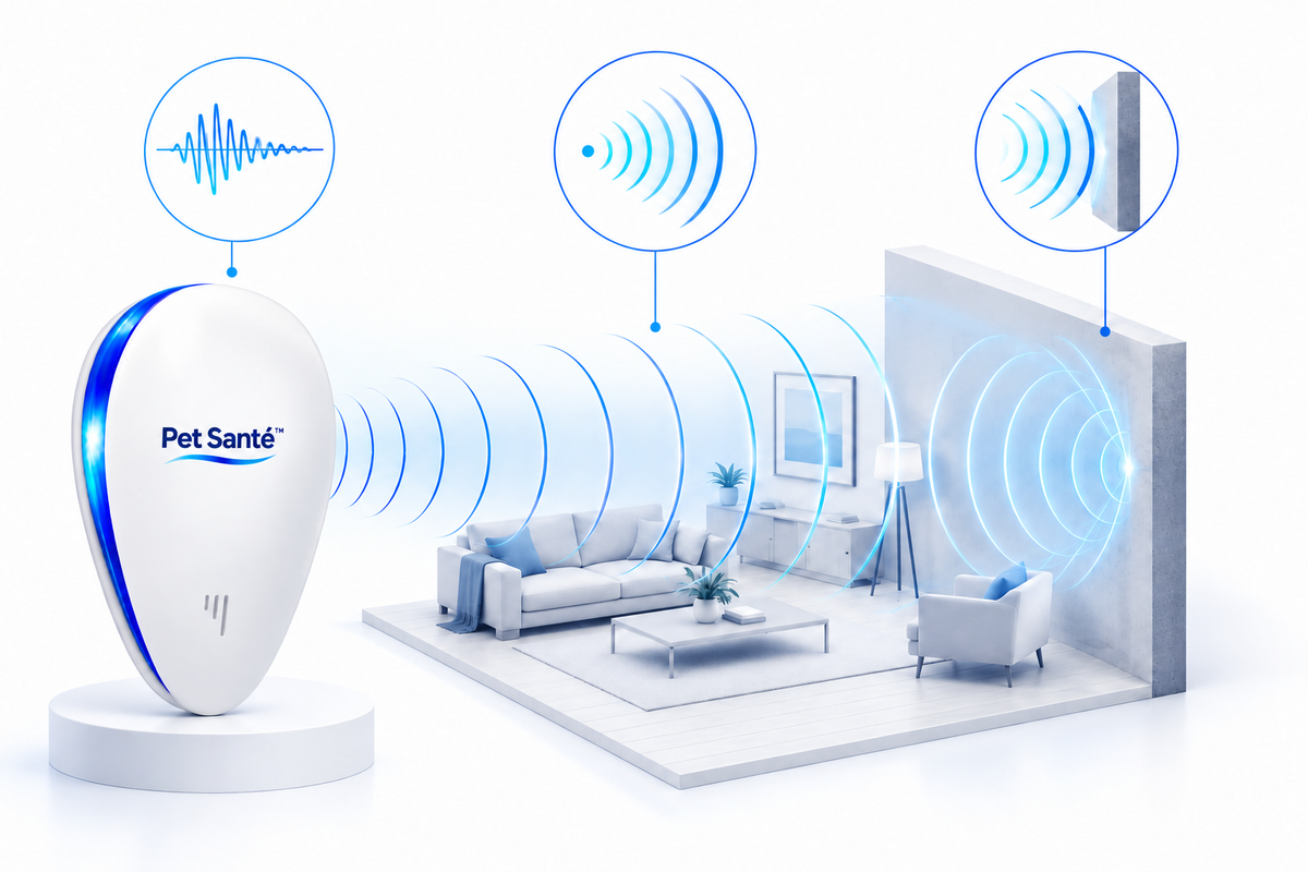 Schéma du signal, des ondes diffusées dans une pièce et de leur limitation par un mur